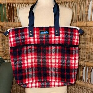 KAVU Red and Black Plaid Tote Bag